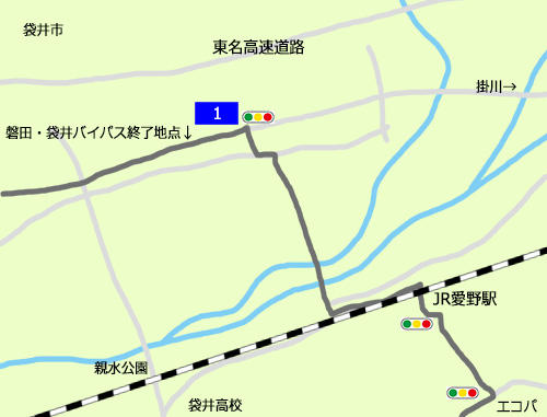 袋井のバイパスの高架を降りて