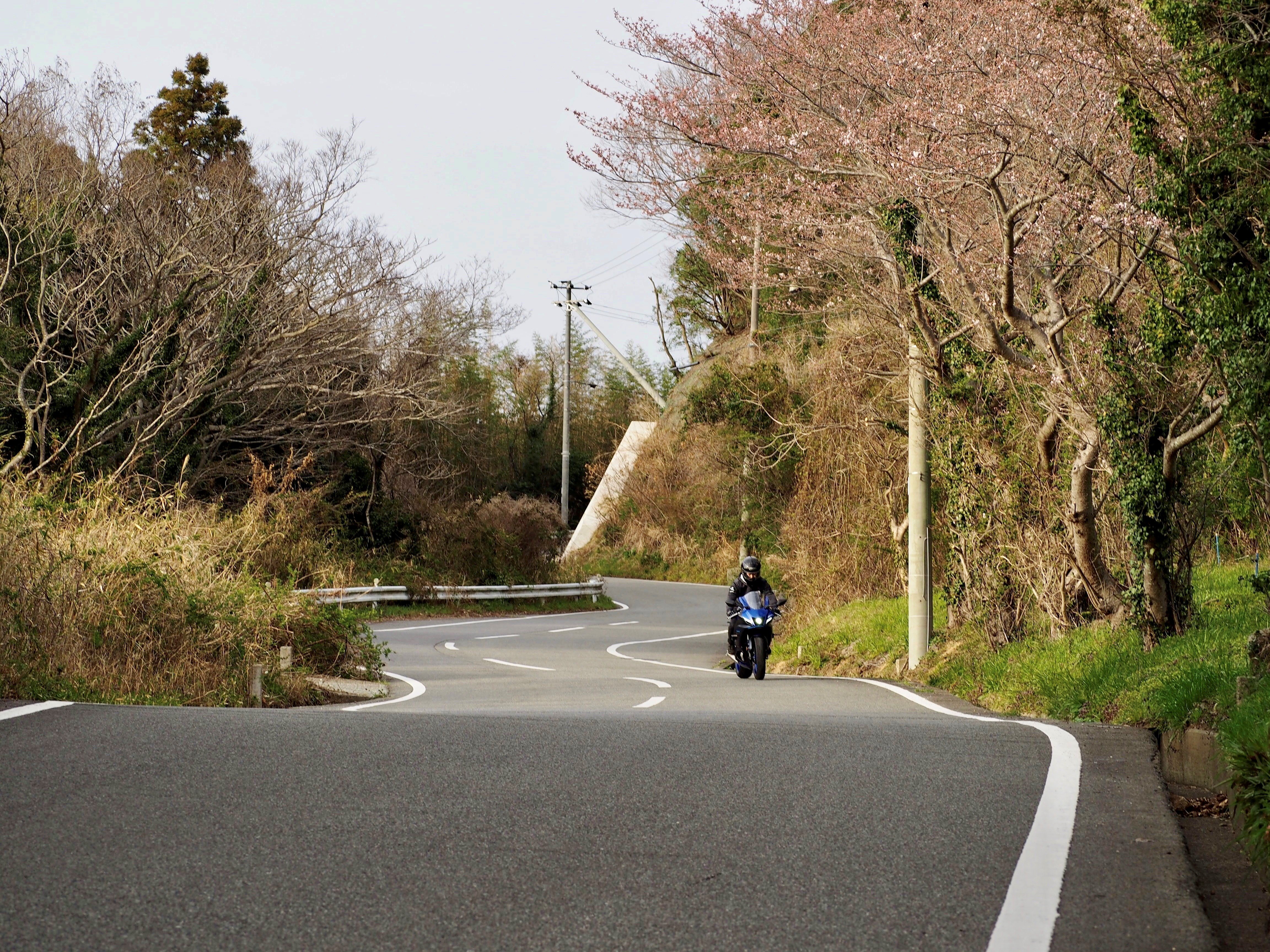 道中、ワインディングも楽しめました。YZF-R7は力強く加速し、軽やかにコーナリングしてくれます。